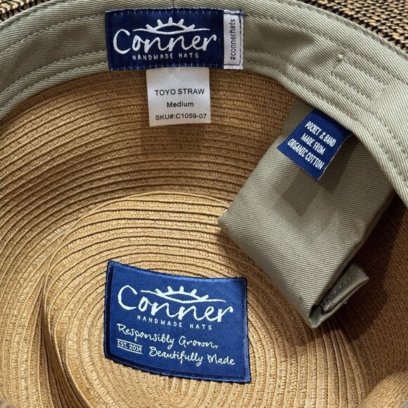 Conner Handmade Hats Madeira Coastal Straw Fedora Hidden Pocket Men’s M - Picture 6 of 11